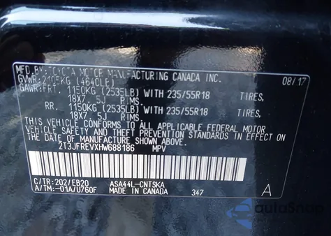 2017 Toyota Rav4 Se z USA, uszkodzony, nr VIN 2T3JFREVXHW688186